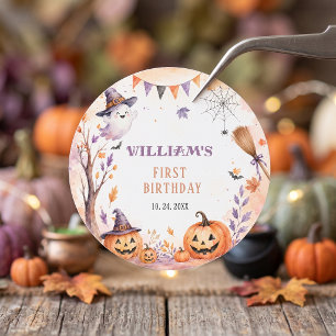 Gruseliger Kürbis Halloween Geburtstag Runder Aufkleber