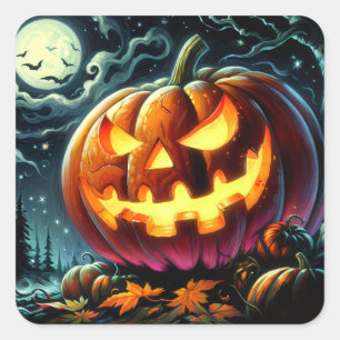Gruseliger Kürbis Halloween Quadratischer Aufkleber