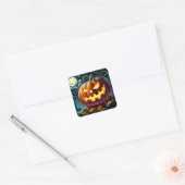 Gruseliger Kürbis Halloween Quadratischer Aufkleber (Umschlag)