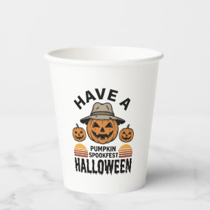 Gruseliger Kürbis Halloween Vintage Gravur Shirt D Pappbecher