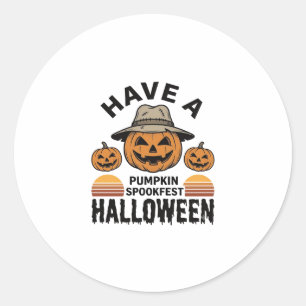 Gruseliger Kürbis Halloween Vintage Gravur Shirt D Runder Aufkleber