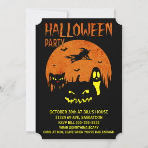 Gruseliger Kürbis-Hexen-Geist-Halloween-Party Einladung