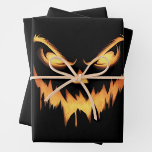 Gruseliger Kürbis Jack O Lantern Gesicht Halloween Geschenkpapier Set
