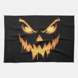 Gruseliger Kürbis Jack O Lantern Gesicht Halloween Geschirrtuch