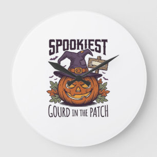 Gruseliger Kürbis-Shirt Vintage-Gravur Halloween-T Große Wanduhr