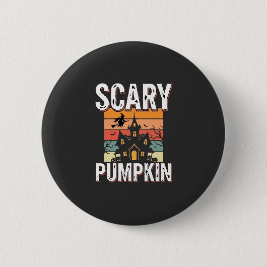 Gruseliger Kürbis Spukhaus Halloween Design_1 Button (Vorderseite)