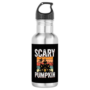 Gruseliger Kürbis Spukhaus Halloween-Design_1 Edelstahlflasche