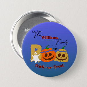 Gruseliger Kürbis-Trick-or-Treat-Button Button