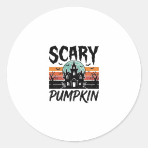 Gruseliger Kürbis Vintage Spukhaus Halloween Desi Runder Aufkleber