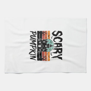 Gruseliger Kürbis Vintage Spukhaus Halloween-Desig Geschirrtuch