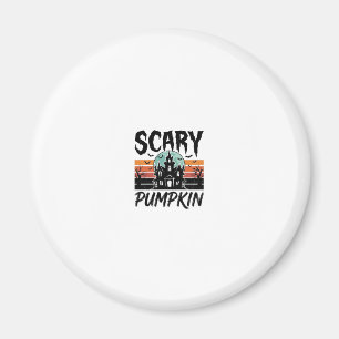 Gruseliger Kürbis Vintage Spukhaus Halloween-Desig Magnet