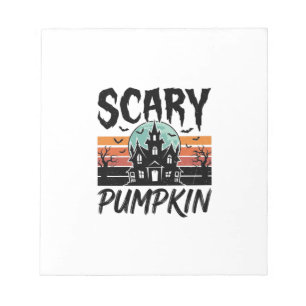 Gruseliger Kürbis Vintage Spukhaus Halloween-Desig Notizblock