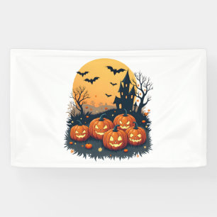 Gruseliger Kürbisfleck – Retro Halloween T-Shirt Banner