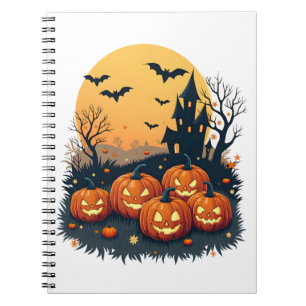 Gruseliger Kürbisfleck � Retro Halloween T-Shirt Notizblock