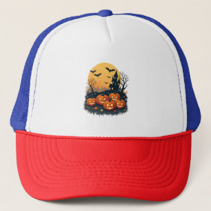 Gruseliger Kürbisfleck � Retro Halloween T-Shirt Truckerkappe