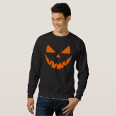 Gruseliger Kürbiskopf Halloween Jack O Lantern Sweatshirt (Vorne ganz)