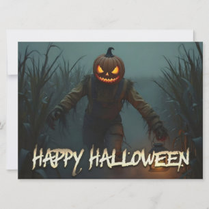 Gruseliger Kürbiskopf-Halloween-Schauplatz