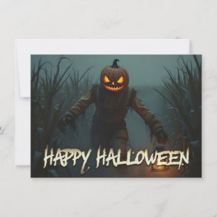 Gruseliger Kürbiskopf Halloween Szene