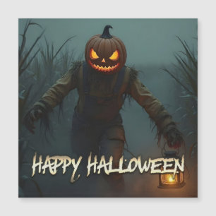Gruseliger Kürbiskopf Halloween Szene Magnetkarte