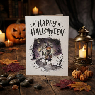 Gruseliger Kürbiskopf-Halloween-Vogelscheuche Karte