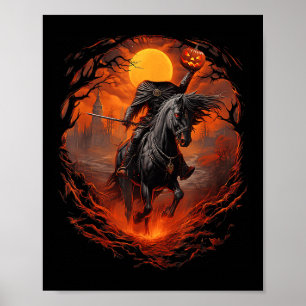 Gruseliger Kürbiskopf Reiter Halloween Poster