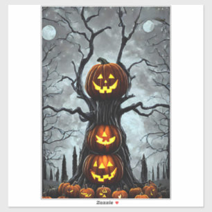 gruseliger Kürbislaterne Halloween Fantasy Art Aufkleber