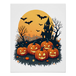 Gruseliger Kürbispatch � Retro-Halloween-Shirt Poster