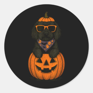 Gruseliger Labradoodle-Kürbis-Halloween-Hunde-Lieb Runder Aufkleber