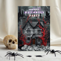 Gruseliger Landhaus-Halloween-Party-Einladung Goth