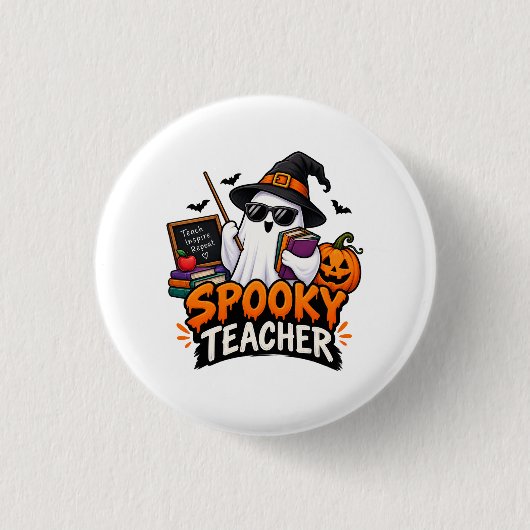 Gruseliger Lehrer Halloween Button (Vorderseite)