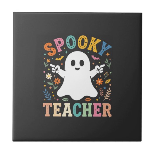 Gruseliger Lehrer Süßer Geist Halloween-Design_1 Fliese (Vorderseite)