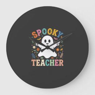 Gruseliger Lehrer Süßer Geist Halloween Design_1 Große Wanduhr