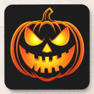 Gruseliger leuchtender Halloween-Kürbis Getränkeuntersetzer
