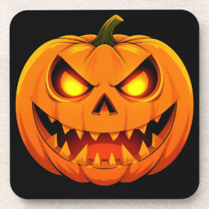 Gruseliger leuchtender Halloween-Kürbis Jack-O'-La Getränkeuntersetzer