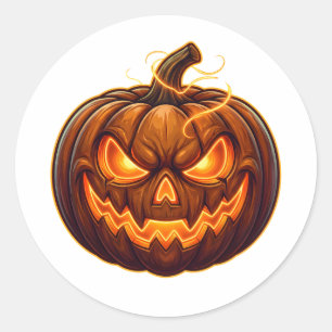 Gruseliger leuchtender Halloween-Kürbis-Rundaufkle Runder Aufkleber