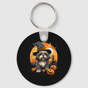 Gruseliger Lhasa-Apso-Hund Hexe Halloween Schlüsselanhänger