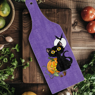 Gruseliger Lila Süßer Schwarzer Halloween-Kürbis Schneidebrett