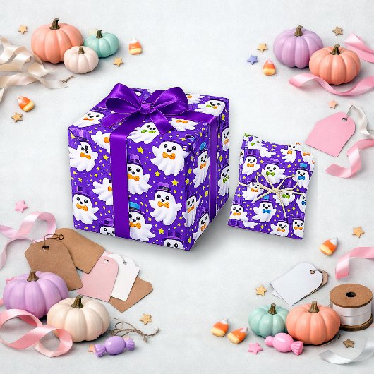 Gruseliger lila Wasserfarb-Geist Geschenkpapier Set