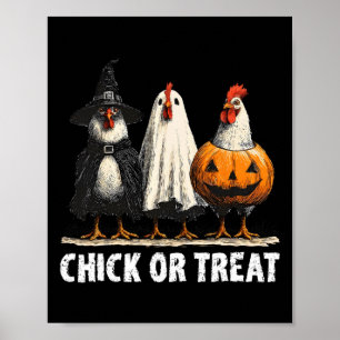 Gruseliger lustiger Chick Or Treat Hühner Geist He Poster