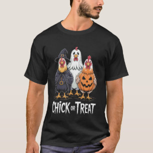 Gruseliger lustiger Chick Or Treat Hühner Geist He T-Shirt