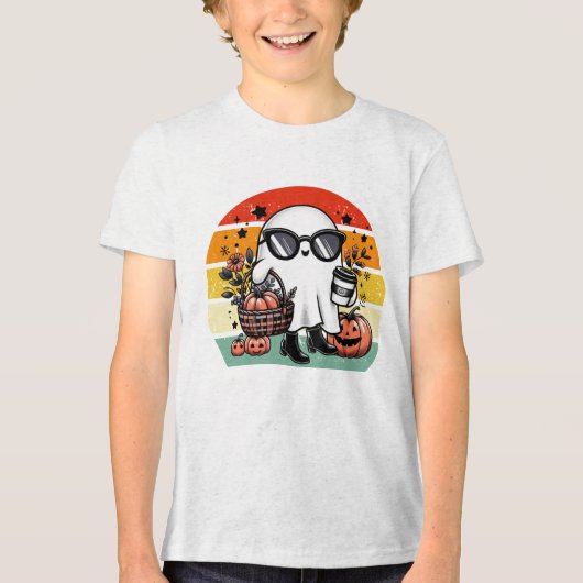 Gruseliger lustiger Halloween-Gelegenheitsgeist Tri-Blend Shirt (Vorderseite)