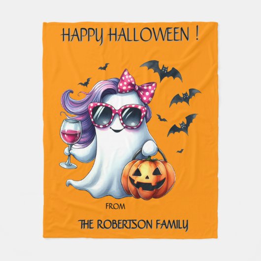 Gruseliger Mädchen-Geist Halloween Fleecedecke (Vorderseite)