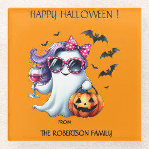 Gruseliger Mädchen-Geist Halloween Glasuntersetzer