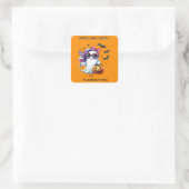 Gruseliger Mädchen-Geist Halloween Quadratischer Aufkleber (Tasche)
