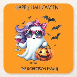 Gruseliger Mädchen-Geist Halloween Rechteckiger Pappuntersetzer