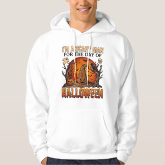 Gruseliger Mann Halloween Hexenhut Blutmond Kürbis Hoodie