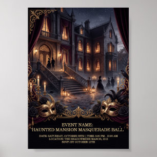Gruseliger Maskenball im Herrenhaus Gothic Hallowe Poster