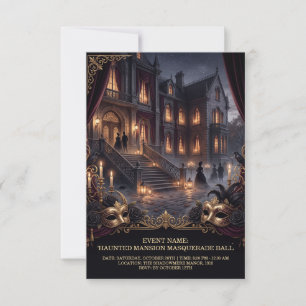 Gruseliger Maskenball im Herrenhaus Gothic Hallowe RSVP Karte