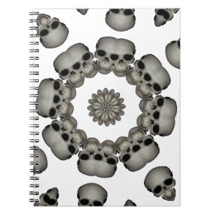 Gruseliger menschlicher Totenkopf Mandala Notizblock