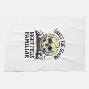 Gruseliger Mond-Schädel-Halloween-Grafik-Shirt_1 Geschirrtuch